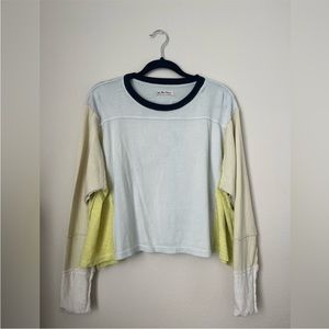 We The Free Pastel Colorblock Long Sleeve Tee - Light Blue, Cream, Yellow